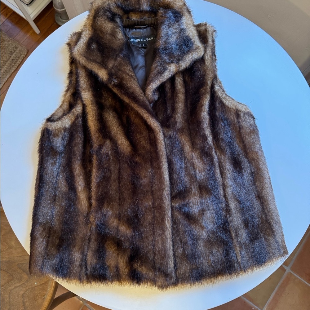 Adrianne Landau Faux Fur Vest in Rich Brown